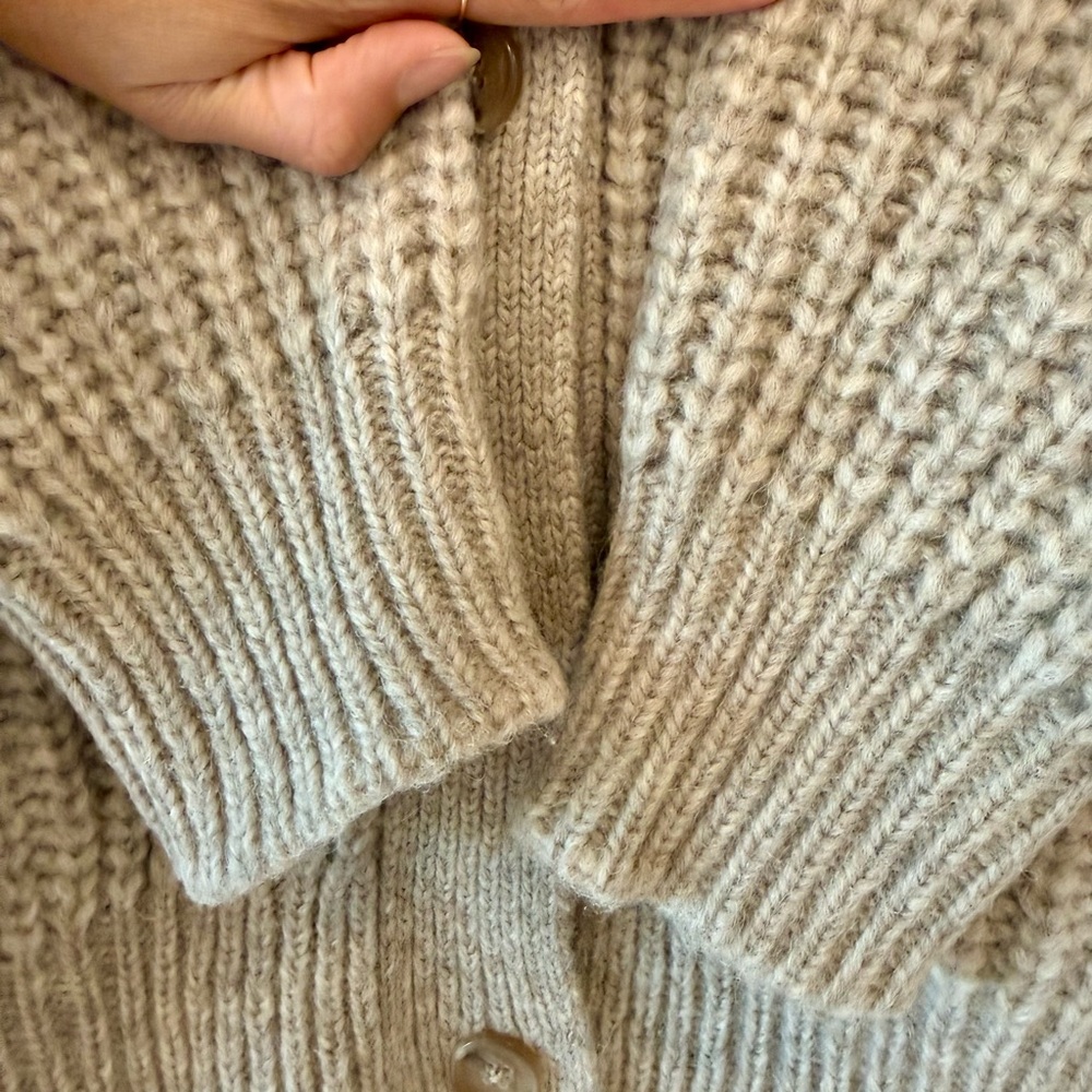 Jenni Kayne Alpaca Oversized Cocoon V Neck Cardigan Oatmeal XS - Picture 10 of 15